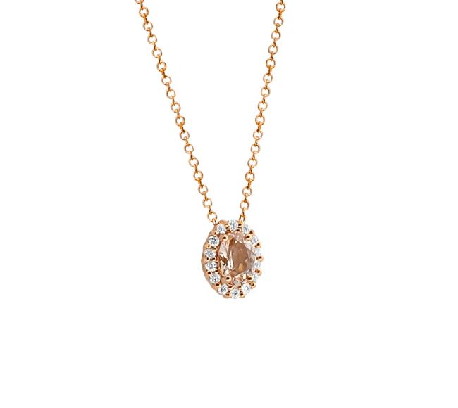Μενταγιόν Κ18 με φυσική Morganite και φυσικά Διαμάντια ΚΟΛΙΕ