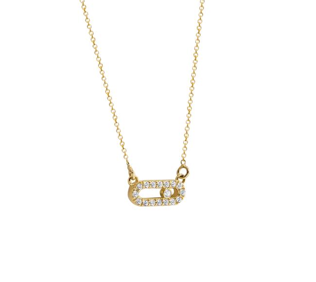 Κολιέ Χρυσό Κ14 με Λευκές Πέτρες ΚΟΛΙΕ