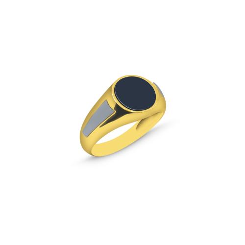 Ανδρικό δαχτυλίδι σε κίτρινο και λευκό χρυσό με όνυχα