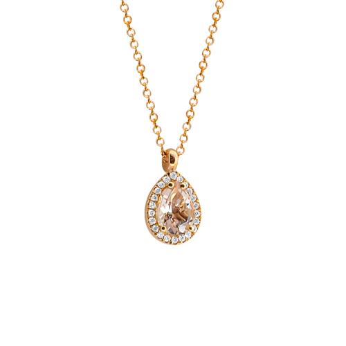 Μενταγιόν Κ18 Ροζ Χρυσού με φυσική Morganite και φυσικά Διαμάντια ΚΟΛΙΕ