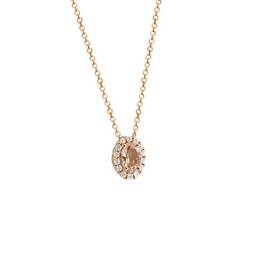 Μενταγιόν Κ18 με φυσική Morganite και φυσικά Διαμάντια ΚΟΛΙΕ